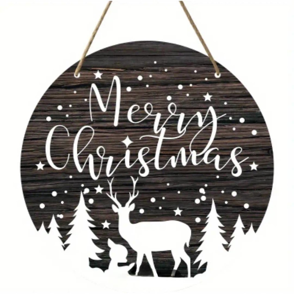 NEW "Merry Christmas" Wood Sign (8" Diameter)